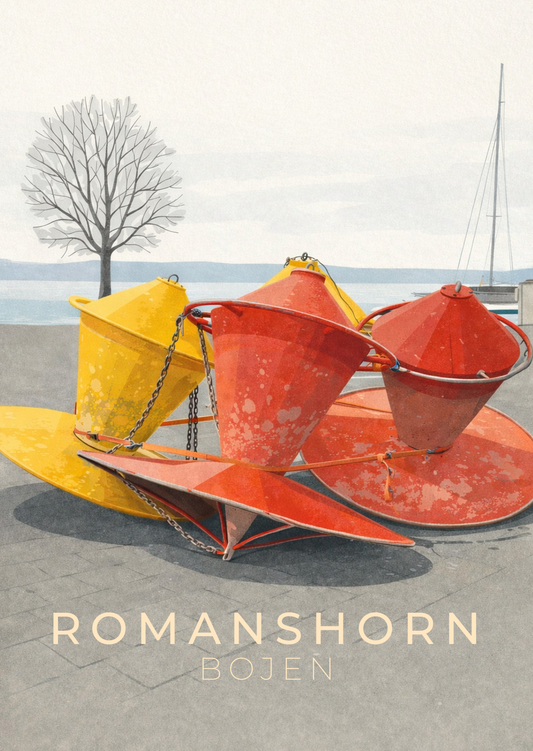 Minimalistische Bodensee Postkarte aus Romanshorn – ruhiges Motiv, hochwertiges Design mit viel Weissraum