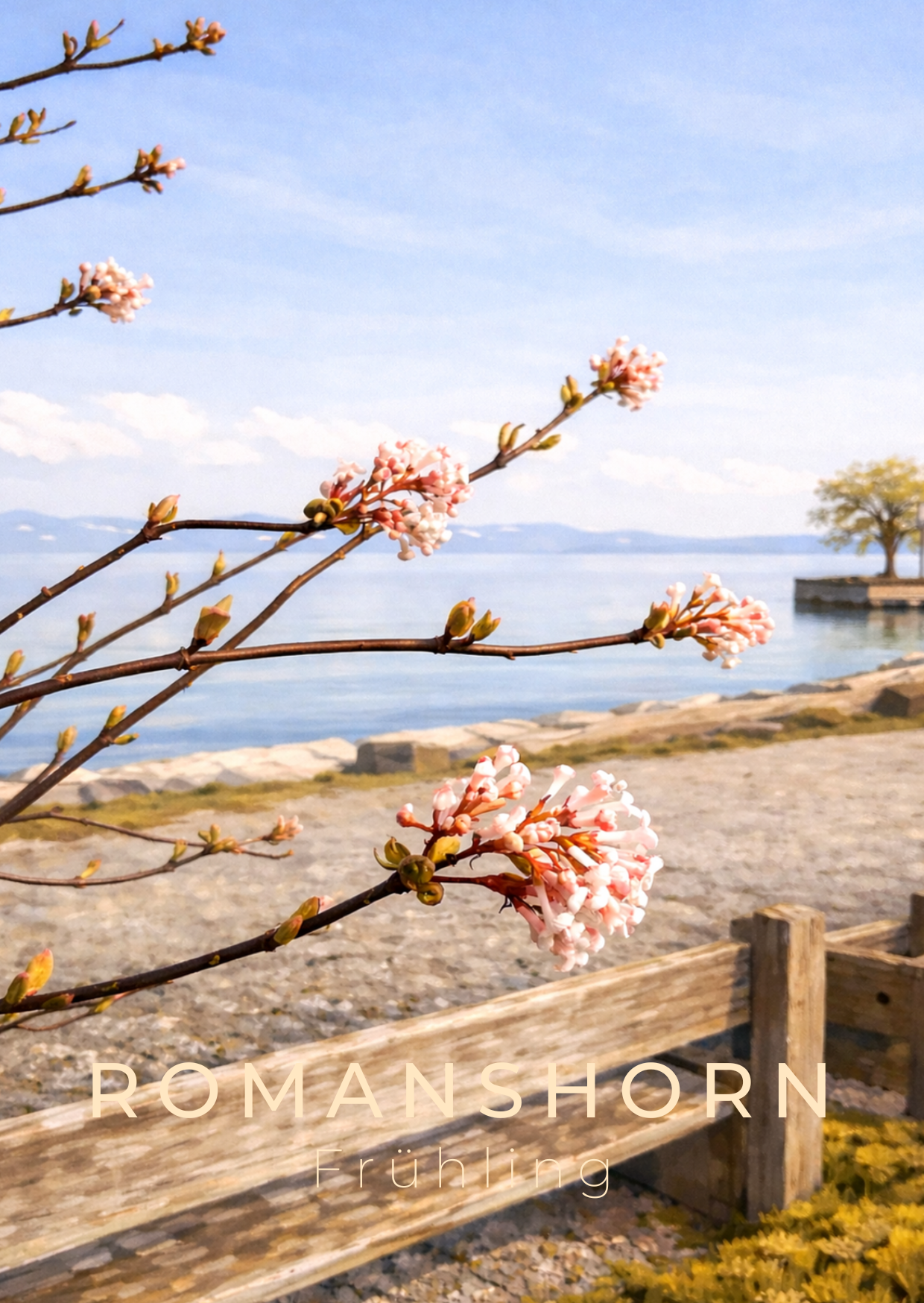 Minimalistischer A4 Print vom Bodensee aus Romanshorn – ruhiges Motiv als stilvolle Wanddekoration mit viel Weissraum