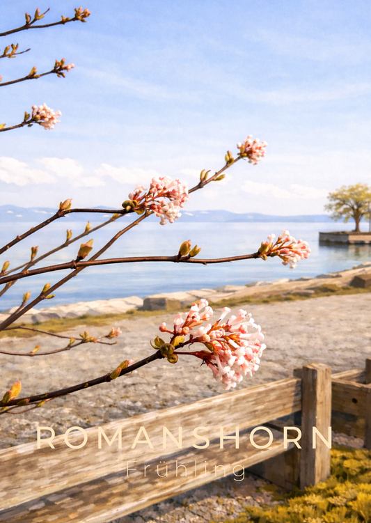 Minimalistischer A4 Print vom Bodensee aus Romanshorn – ruhiges Motiv als stilvolle Wanddekoration mit viel Weissraum