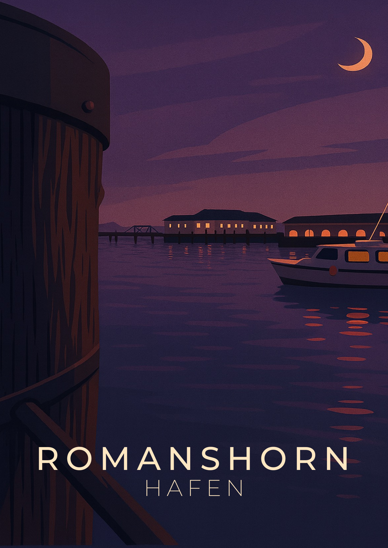 Minimalistische Bodensee Postkarte aus Romanshorn – ruhiges Motiv, hochwertiges Design mit viel Weissraum